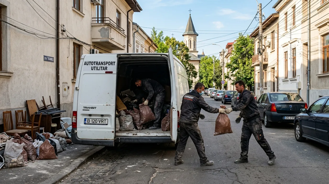 Echipa TMoloz încărcând autoutilitara de transport